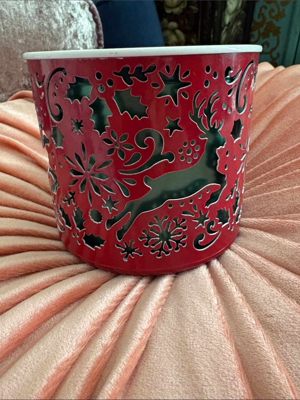 Bath and Body Works Red Holiday Metal Candle Holder - Picture 3 of 10